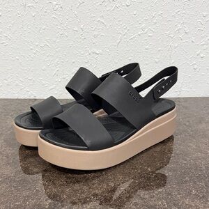 CROCS Brooklyn Low Wedge Black / Mushroom Size 11